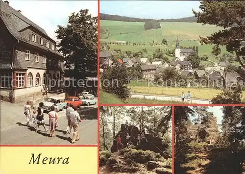 Meura Gaststaette Zum Haflinger Teilansicht Kirche Meurasteine Felsen Kat. Meura