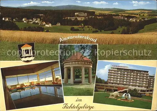 Alexandersbad Bad Panorama Fichtelgebirge Kur und Sporthotel Hallenbad Tempel Kat. Bad Alexandersbad