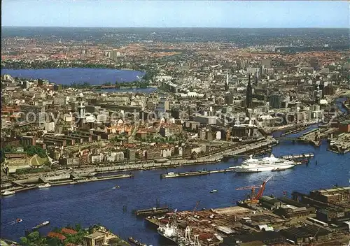 Hamburg Fliegeraufnahme mit Hafen  Kat. Hamburg