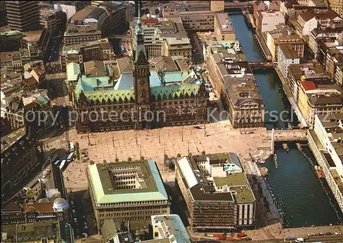 Hamburg Fliegeraufnahme Rathaus und Markt  Kat. Hamburg