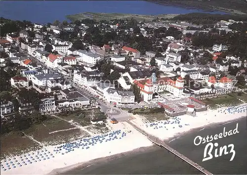 Binz Ruegen Fliegeraufnahme mit Seebruecke Kat. Binz