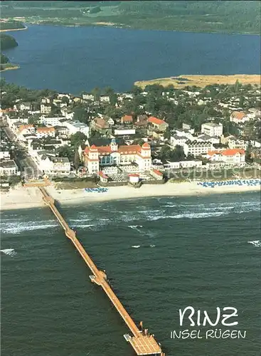 Binz Ruegen Fliegeraufnahme mit Seebruecke Kat. Binz