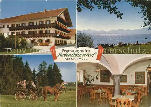 Chiemsee Fremdenheim Schalchenhof Pferdewagen Kat. Chiemsee