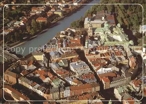 Innsbruck Fliegeraufnahme Altstadt mit Innbruecke Kat. Innsbruck