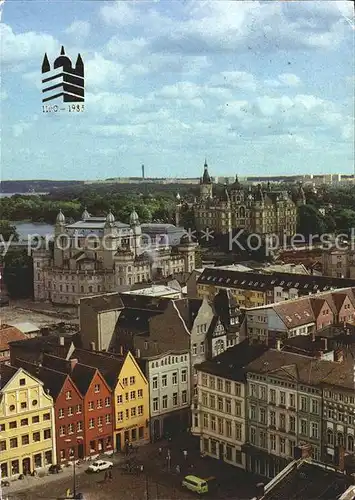 Schwerin Mecklenburg Fliegeraufnahme Altstadt mit Theater und Schloss Kat. Schwerin