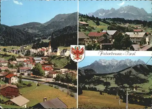Fieberbrunn Tirol mit Wilden Kaiser Sesselbahn Streuboeden Loferer Steinberge Kat. Fieberbrunn