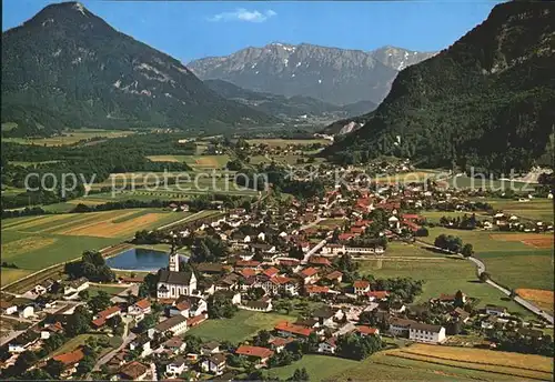 Flintsbach Inn Fliegeraufnahme Kaisergebirge und Inntal Kat. Flintsbach a.Inn