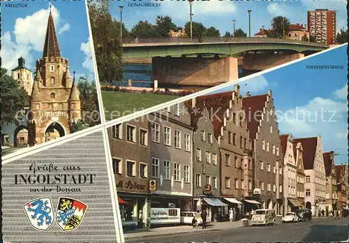 Ingolstadt Donau Donaubruecke Kreuztor Theresienstrasse Kat. Ingolstadt