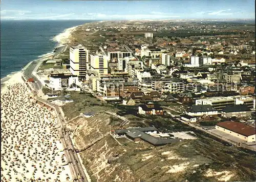 Westerland Sylt Fliegeraufnahme mit Strand Kat. Westerland