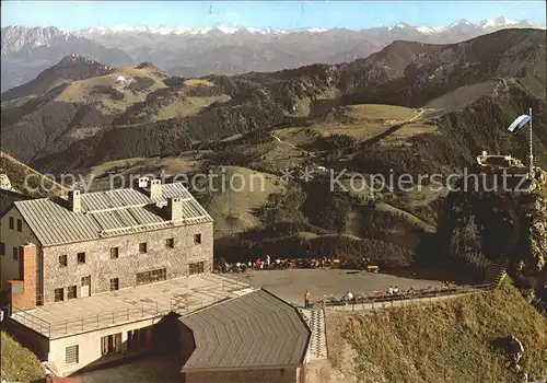 Wendelstein Mittelfranken Aussichtsterrasse mit Sudelfeld Wilder Kaiser Grossglockner Grossvenediger Kat. Wendelstein