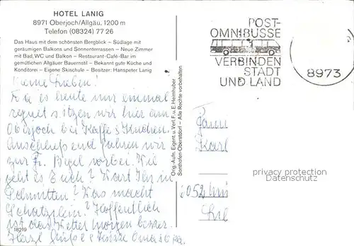 Oberjoch Hotel Lanig Skigebiet Kat. Bad Hindelang