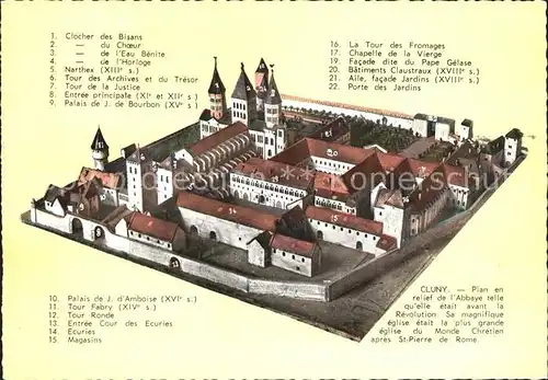 Cluny Plan en relief de l`Abbaye Kat. Cluny