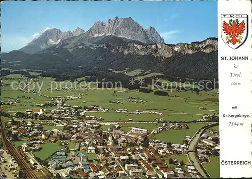 St Johann Tirol mit Wildem Kaiser Kaisergebirge Fliegeraufnahme Kat. St. Johann in Tirol