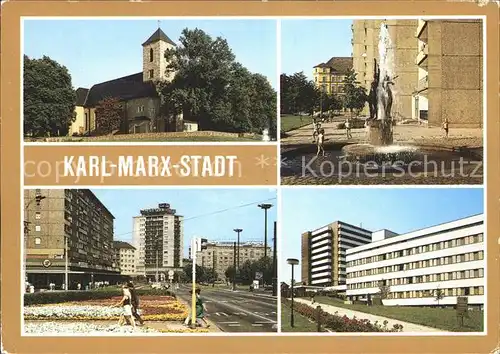Karl Marx Stadt Kirche Brunnen Strassenpartie Kat. Chemnitz