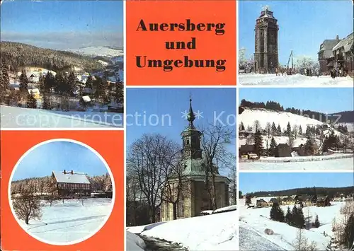 Auersberg Wildenthal und Umgebung Erlabrunn Carlsfeld Johanngeorgenstadt Kirche Turm Kat. Eibenstock