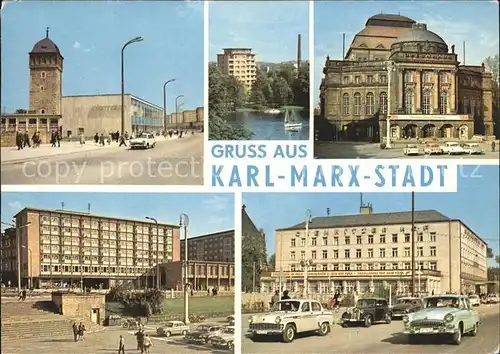 Karl Marx Stadt Roter Turm Strasse der Nationen Schlossteich Opernhaus Interhotel Moskau Chemnitzer Hof Kat. Chemnitz