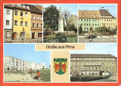 Pirna Haus des Th Jacobaer Postmeilensaeule Markt Sonnenstein Hotel Schwarzer Adler Kat. Pirna