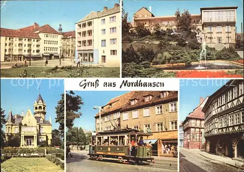 Nordhausen Thueringen Rautenstrasse Gaststaette Museum Historische Strassenbahn Barfuesserstrasse Fachwerkhaus Kat. Nordhausen Harz