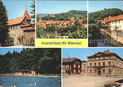 Kranichfeld Niederburg Teilansicht Schloss Freibad Markt Kat. Kranichfeld
