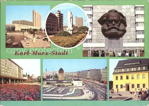 Karl Marx Stadt Stadthalle Interhotel Kongress Karl Marx Allee Monument Platz Rathaus Fritz Heckert Haus Kat. Chemnitz