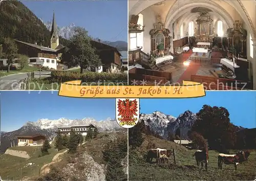 St Jakob Haus Ortspartie mit Kirche Berghaus Kuehe Alpen Kat. St. Jakob in Haus