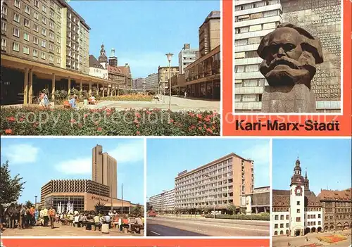 Karl Marx Stadt Rosenhof Karl Marx Monument Stadthalle Interhotel Kongress Allee Rathaus Kat. Chemnitz
