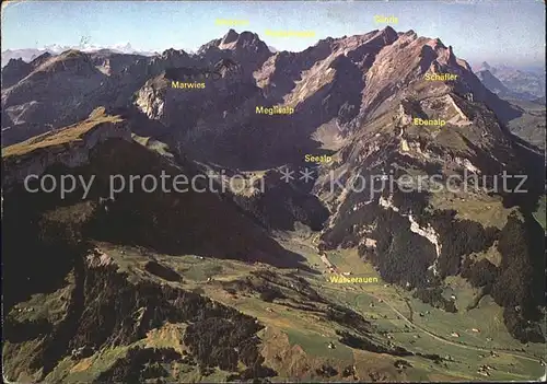 Wasserauen Gebirgspanorama Appenzeller Alpen Fliegeraufnahme Kat. Schwende