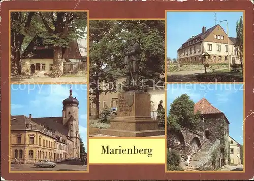 Marienberg Erzgebirge Lindenhaeusel Denkmal Stadtgruender Gaststaette Marienkirche Zschopauer Tor Stadtmauer Kat. Marienberg