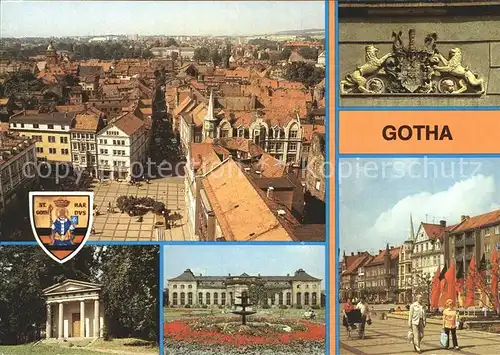 Gotha Thueringen Blick vom Turm der Margaretenkirche Wappen Rathaus Dorischer Tempel Park Orangerie Neumarkt Kat. Gotha