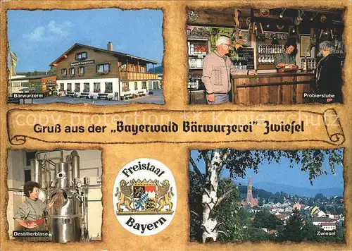 Zwiesel Niederbayern Bayerwald Baerwurzerei Ortsansicht mit Kirche Kat. Zwiesel