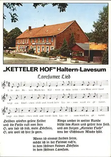 Lavesum Wildpark Restaurant Ketteler Hof Lavesumer Lied Noten Kat. Haltern am See