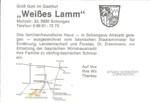 Schongau Gasthaus Weisses Lamm Kat. Schongau