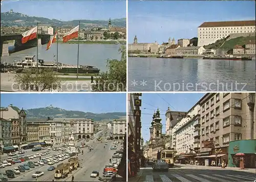 Linz Donau Anlegeplatz der DDSG Schloss Hauptstrasse Kirche Kat. Linz