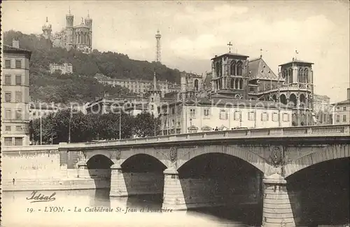 Lyon France Katethrale Saint Jean mit Bruecke Kat. Lyon