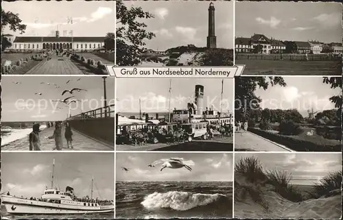 Norderney Nordseebad Strand Leuchtturm Anlegestelle Dampfer Duenen Kat. Norderney
