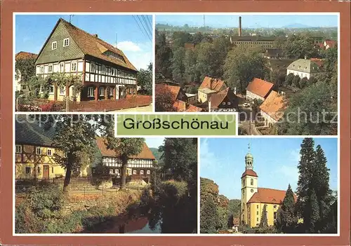 Grossschoenau Sachsen Umgebindehaus Dorfkirche Mandau Kat. Grossschoenau Sachsen