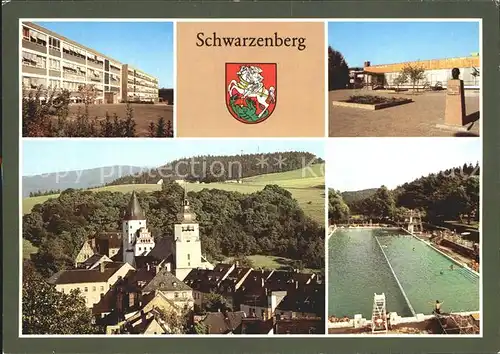 Schwarzenberg Erzgebirge Gaststaette Roter Loewe Freibad Kat. Schwarzenberg