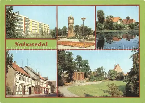 Salzwedel Neubauten am Friedensring Wasserturm Burggarten Kat. Salzwedel