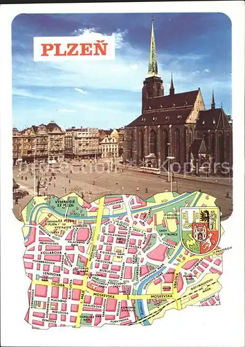 Plzen Pilsen Stadtkarte Kathedrale Kat. Plzen Pilsen