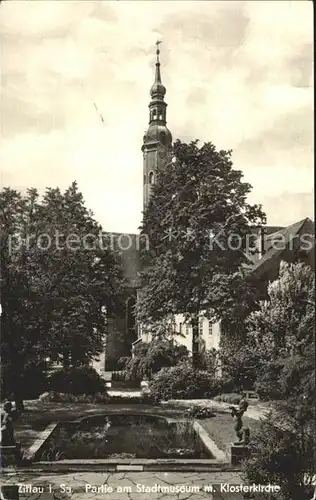 Zittau Partie am Stadtmuseum mit Klosterkirche Kat. Zittau