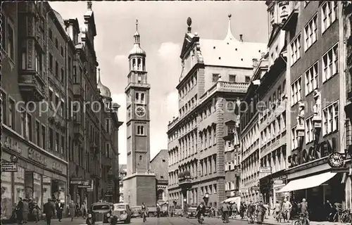 Augsburg Untere Maximilianstrasse mit Perlach und Rathaus Kat. Augsburg