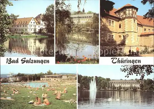 Bad Salzungen Hufeland Sanatorium Kurhaus Haunscher Hof Schwimmbad 3 Eichen Kurhaus Burgsee Kat. Bad Salzungen