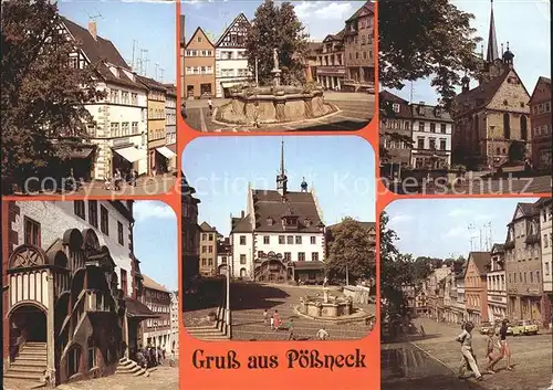 Poessneck Schuhgasse Marktbrunnen Markt Rathaus Kat. Poessneck