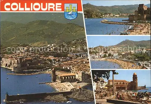 Collioure Fliegeraufnahme Hafen Strand Kat. Collioure