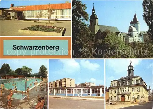 Schwarzenberg Erzgebirge Schloss Kirche Freibad Hotel Haus der Einheit Kat. Schwarzenberg