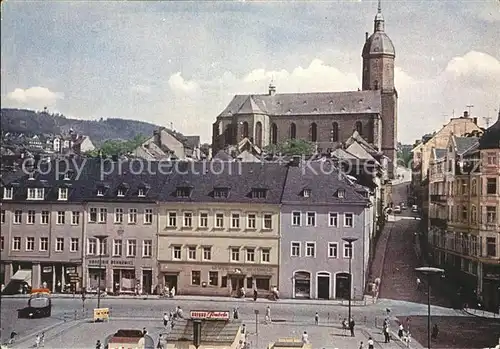 Annaberg Buchholz Erzgebirge Markt mit Kirche und Poehlberg Kat. Annaberg