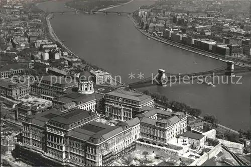 Budapest Fliegeraufnahme Burg und Donau Bruecken Kat. Budapest