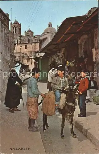 Nazareth Israel Basar und Kinder mit Esel Kat. Nazareth Illit