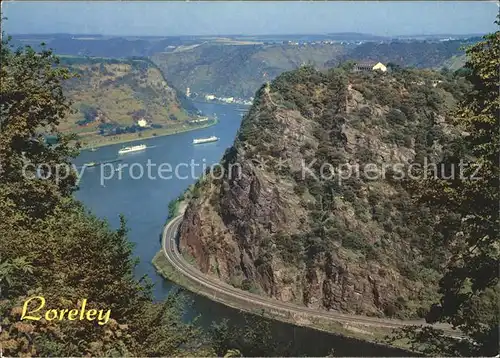 Loreley Lorelei Rheinpartie mit Felsen Kat. Sankt Goarshausen