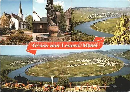 Leiwen Trier Saarburg Fliegeraufnahme Moselschleife Kat. Leiwen